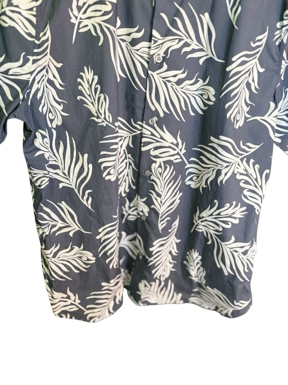Vince Mens Classic Fit Leaf Print Navy Short Sleeve Button Up Shirt Size XL NWT - Picture 2 of 9